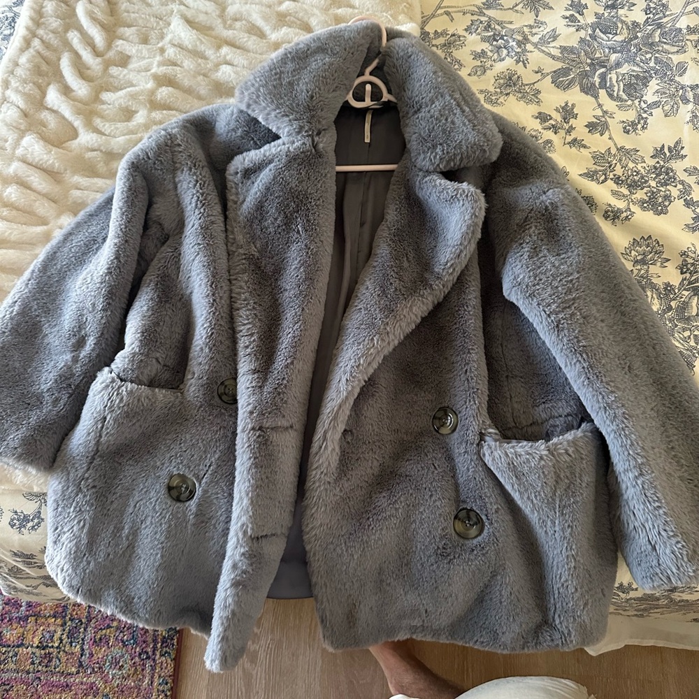 Free People Gray Teddy Jacket